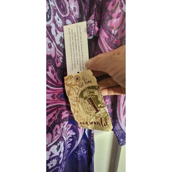 One World‎ lives and let live Paisley Scoop Neck Tunic knit embellished top 2X - Picture 3 of 8